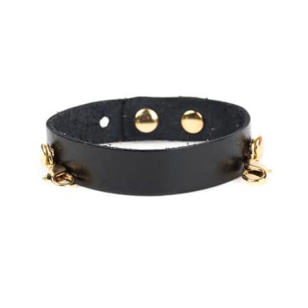 Black Leather Cuff Bracelet With Gold Finish Lauren Rae Jewelry Lenny Eva Black Leather Cuff Bracelet With Gold Finish