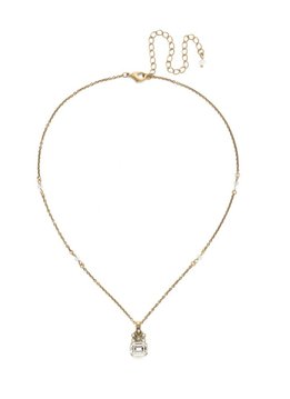 sorrelli antique gold crowning glory pendant necklace in white