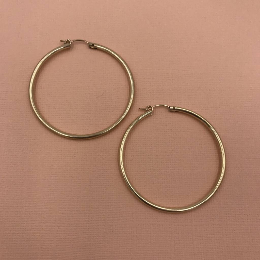 Iishii Sterling Silver Gold Plated 1 7 8 Inch Hoop Earring Lauren Iishii Sterling Silver Gold Plated 1 7 8 Inch Hoop Earring