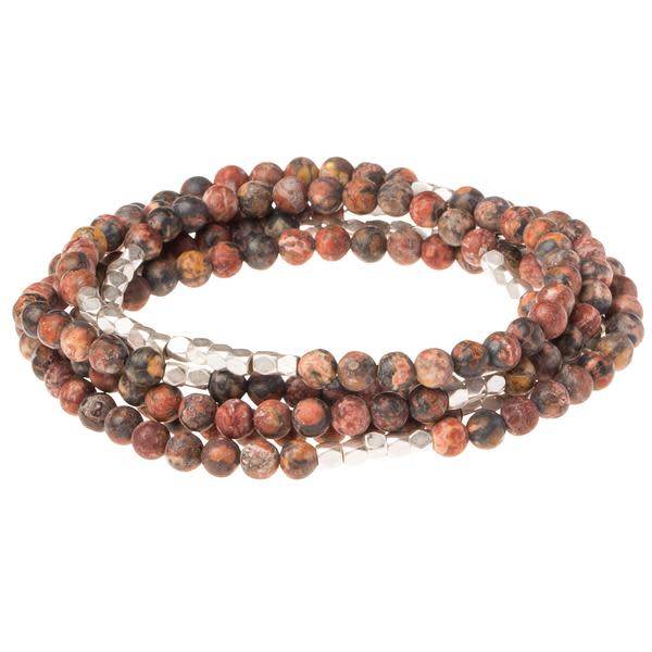 Scout Red Marbled Leopard Jasper Stone Wrap Bracelet Or Long Scout Red Marbled Leopard Jasper Stone Wrap Bracelet Or Long Necklace