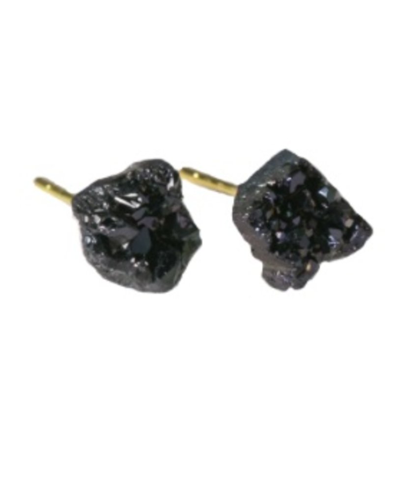 Black Druzy Stud Earrings Stash Arel And Gifts Black Druzy Stud Earrings
