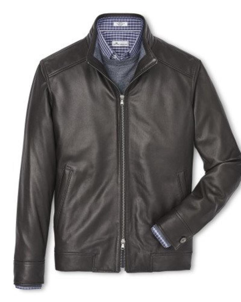 Peter Millar Peter Millar Boylan Classic Leather Bomber Jacket - Brown