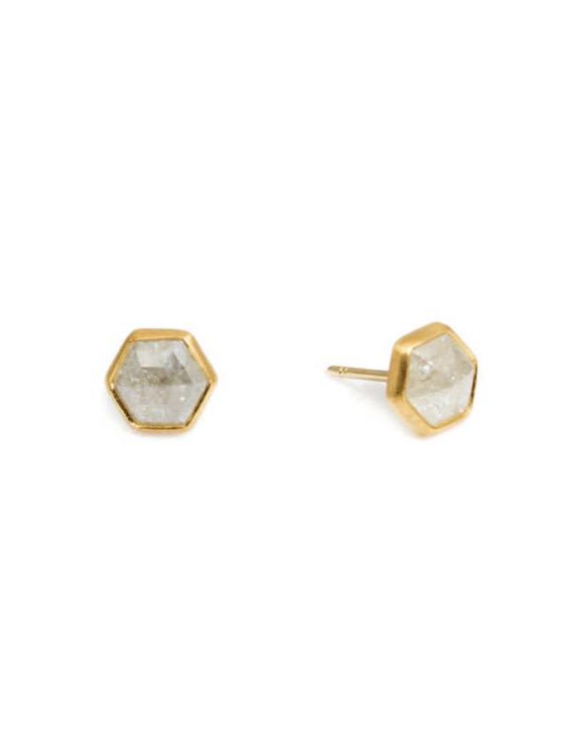 Hex Diamond Post Earrings In 22k Gold Shii Gallery Hex Diamond Post Earrings In 22k Gold