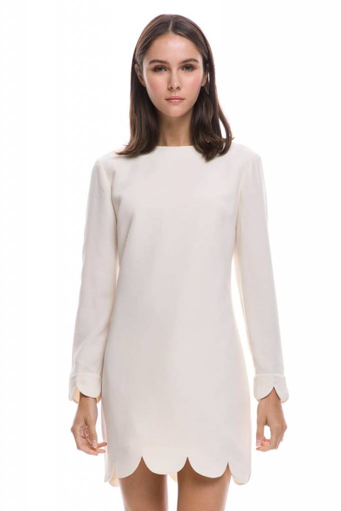 Ivory Long Sleeve Scalloped Dress No 14 Ivory Long Sleeve Scalloped Dress