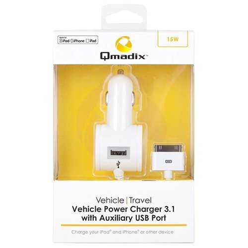 Qmadix Chargeur De Véhicule 3.1A - iPhone 4/4S Qmadix Chargeur De Véhicule 3.1A - iPhone 4/4S