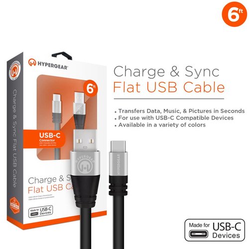 Hypergear HyperGear Câble USB-C - 6 Pieds Hypergear HyperGear Câble USB-C - 6 Pieds