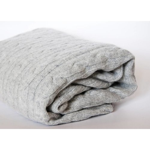 Throw Blanket - Cashmere Cable Rope Stitc knit in Ash Throw Blanket - Cashmere Cable Rope Stitc knit in Ash
