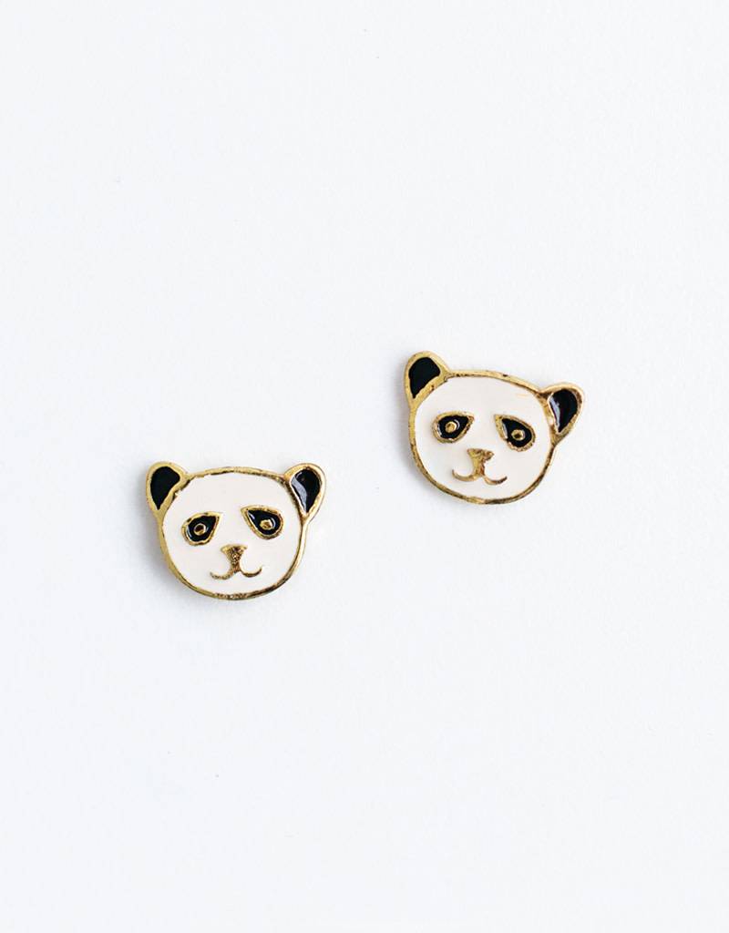 Panda Stud Earrings Handmade Humankind Fair Trade Mata Traders Panda Stud Earrings