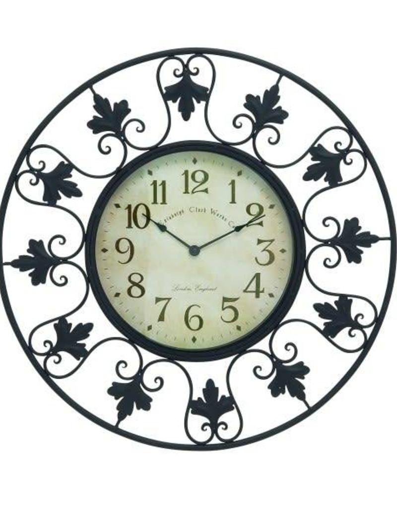 Metal Outdoor Wall Clock With Fleur De Lis Accents 23 Dia Metal Outdoor Wall Clock With Fleur De Lis Accents 23