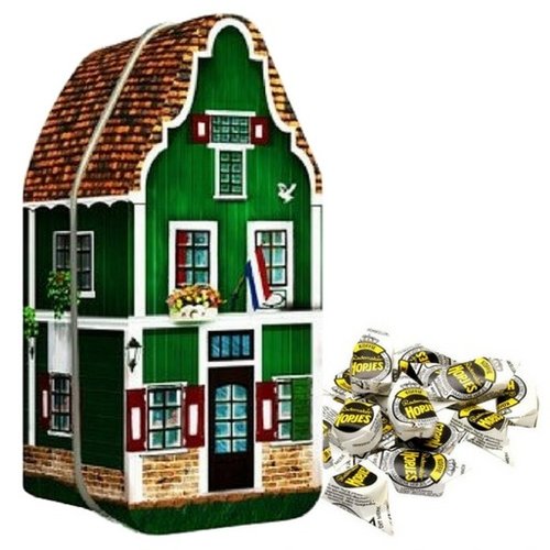 Zaanse House Tin with 7 oz bag Haagse Hopjes Coffee candy Zaanse House Tin with 7 oz bag Haagse Hopjes Coffee candy
