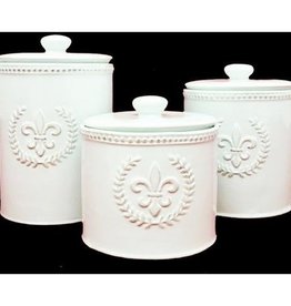 Kitchen Decor Blessons Ceramic Fleur De Lis Canister Med