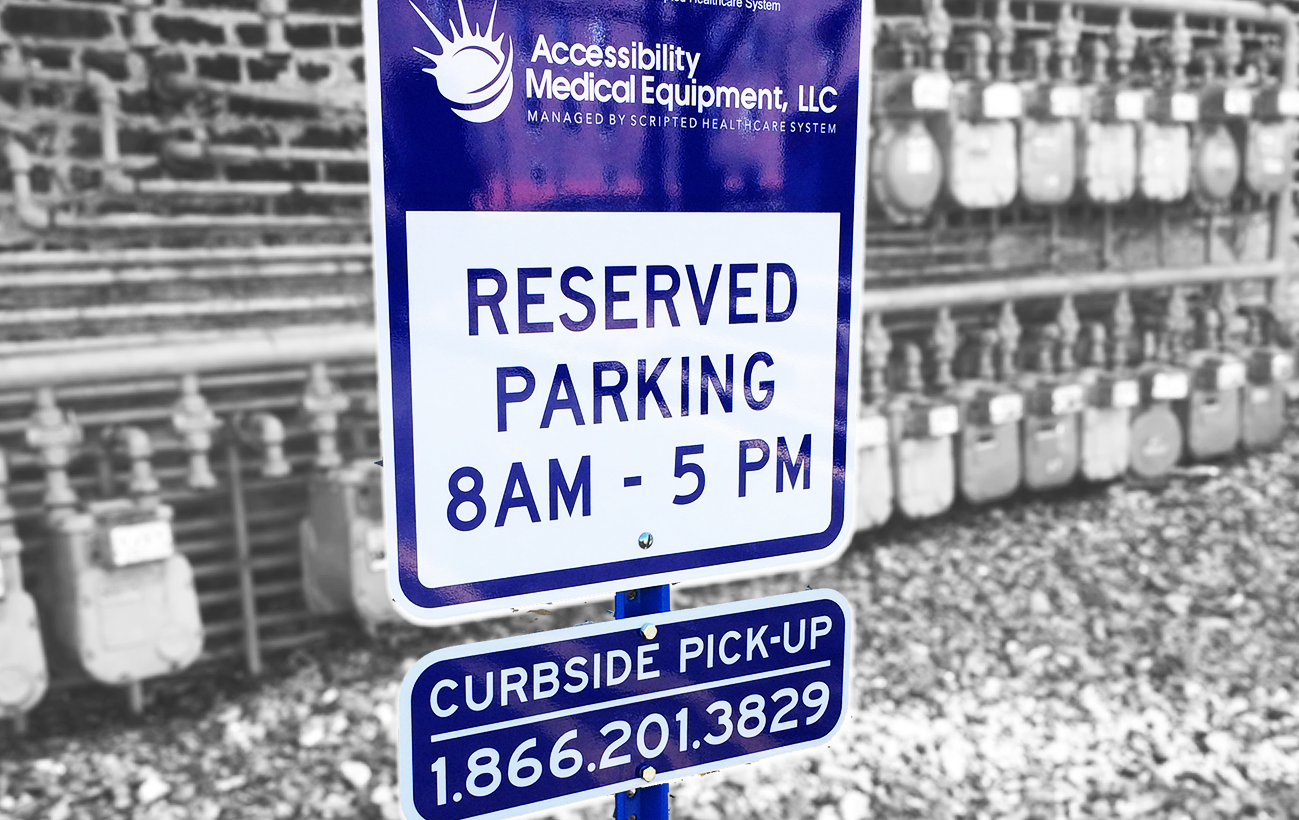 View of Reserved Parking Sign 
