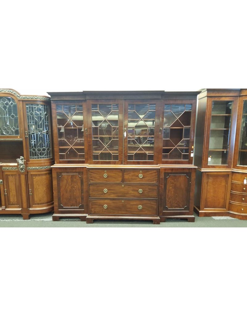 Breakfront Dark Wood 4 Drawers 6 Cabinet Broken Gl 2059 Breakfront Dark Wood 4 Drawers 6 Cabinet Broken Gl