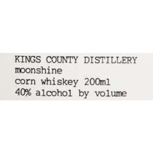 Spirits KINGS COUNTY DISTILLERY MOONSHINE 200ML Spirits KINGS COUNTY DISTILLERY MOONSHINE 200ML