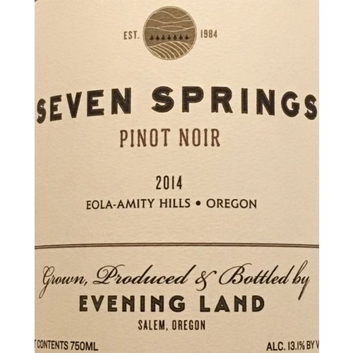 Wine EVENING LAND PINOT NOIR SEVEN SPRINGS VINEYARD 2015 Wine EVENING LAND PINOT NOIR SEVEN SPRINGS VINEYARD 2015