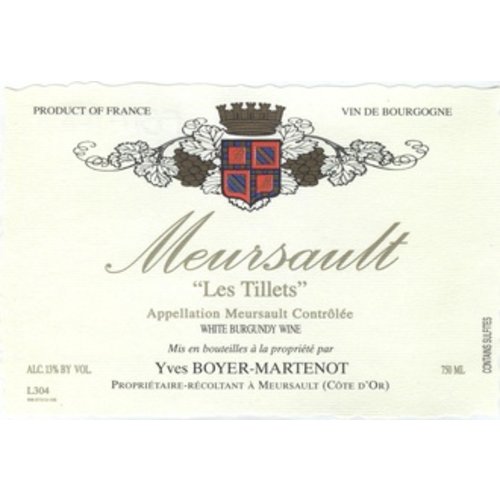 Wine YVES BOYER-MARTENOT MEURSAULT ‘LES TILLETS’ 2016 Wine YVES BOYER-MARTENOT MEURSAULT ‘LES TILLETS’ 2016