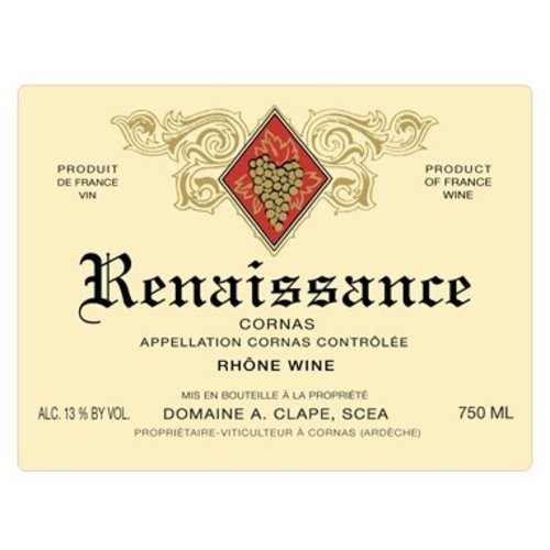 Wine AUGUSTE CLAPE CORNAS 'CUVEE RENAISSANCE' 2015 Wine AUGUSTE CLAPE CORNAS 'CUVEE RENAISSANCE' 2015