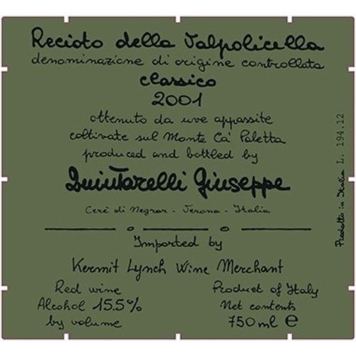 Wine GIUSEPPE QUINTARELLI RECIOTO DELLA VALPOLICELLA CLASSICO 1997 Wine GIUSEPPE QUINTARELLI RECIOTO DELLA VALPOLICELLA CLASSICO 1997
