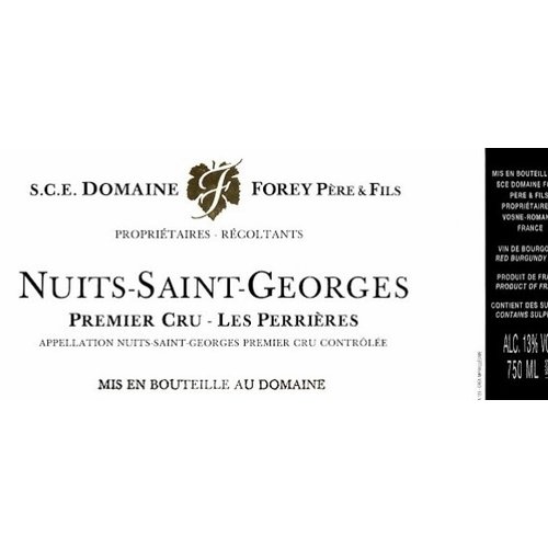 Wine REGIS FOREY NUITS SAINT GEORGES 'LES SAINT GEORGES' 1ER CRU 2010 Wine REGIS FOREY NUITS SAINT GEORGES 'LES SAINT GEORGES' 1ER CRU 2010