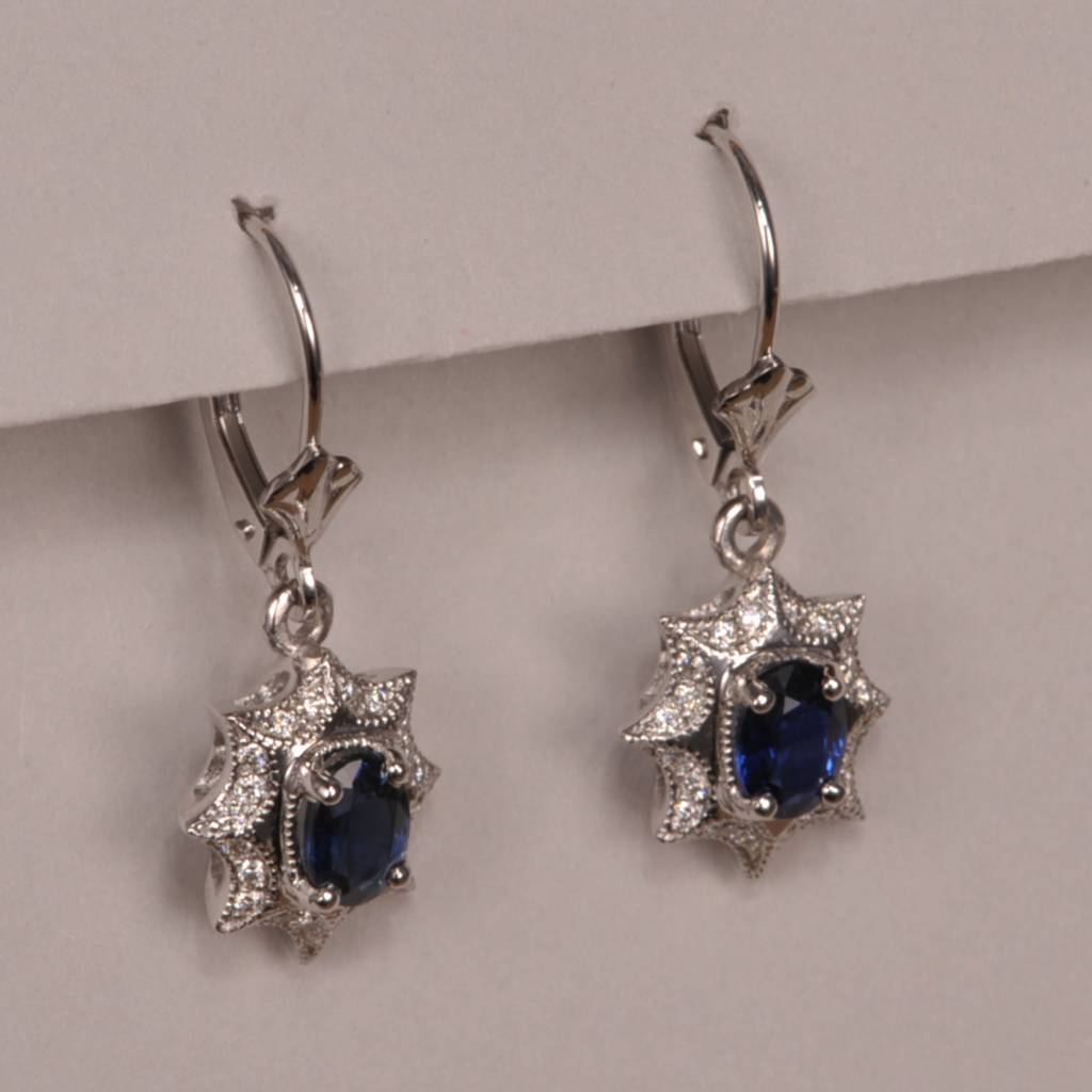 Blue Shire And Diamond Earrings Dangle With Movement Cajuel Timeless Traditional Blue Shire And Diamond Earrings Dangle With Movement